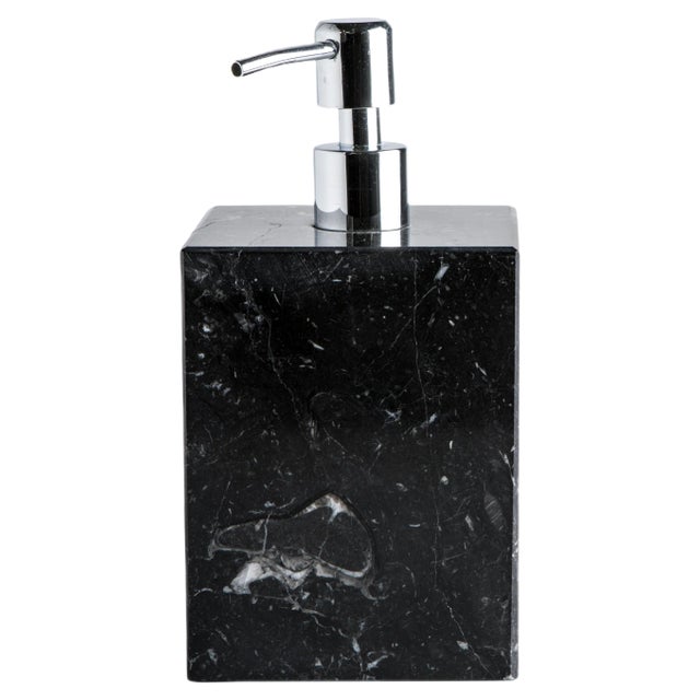 Square Soap Dispenser in Black Marble For Sale