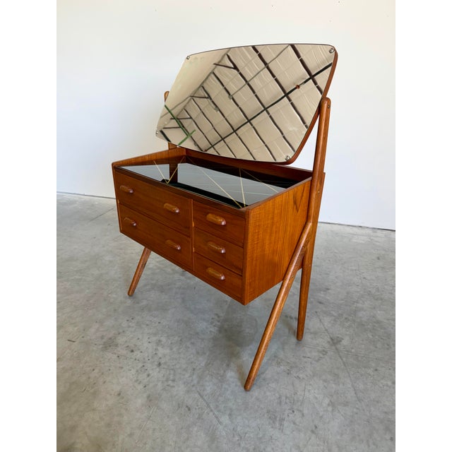 Mid-Century Modern Mid Century Danish Teak Vanity Dressing Table For Sale - Image 3 of 7