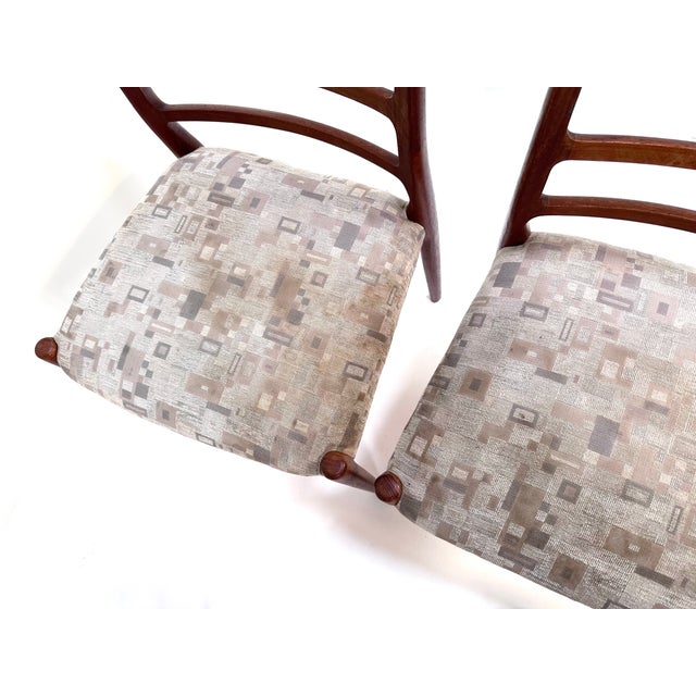 High Back Teak Dining Chairs Model 82 with Upholstered seats by Niels O. Møller for J.L. Møllers Møbelfabrik, Denmark 1960s, Set of 4 For Sale - Image 14 of 15