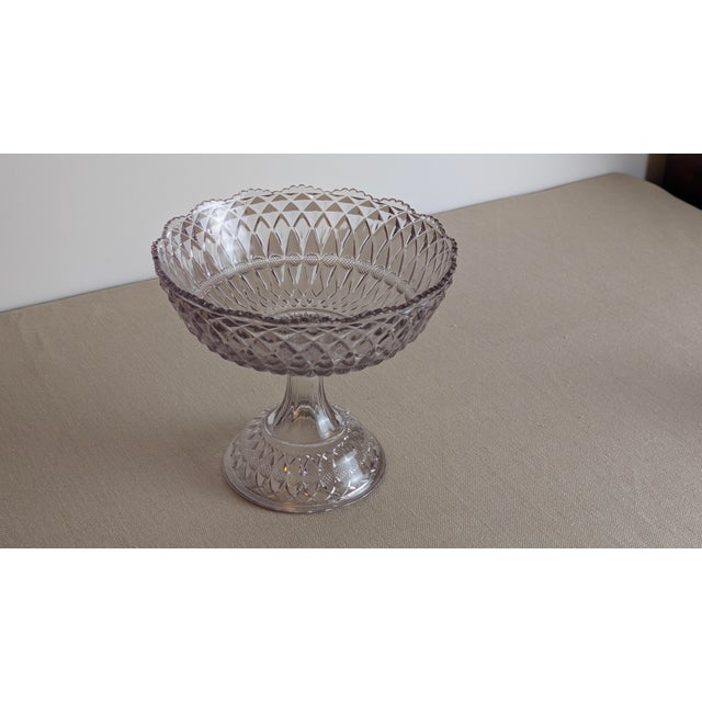 Early 20th Century Vintage Pressed Glass Pedestal Compote Bowl For Sale - Image 5 of 8