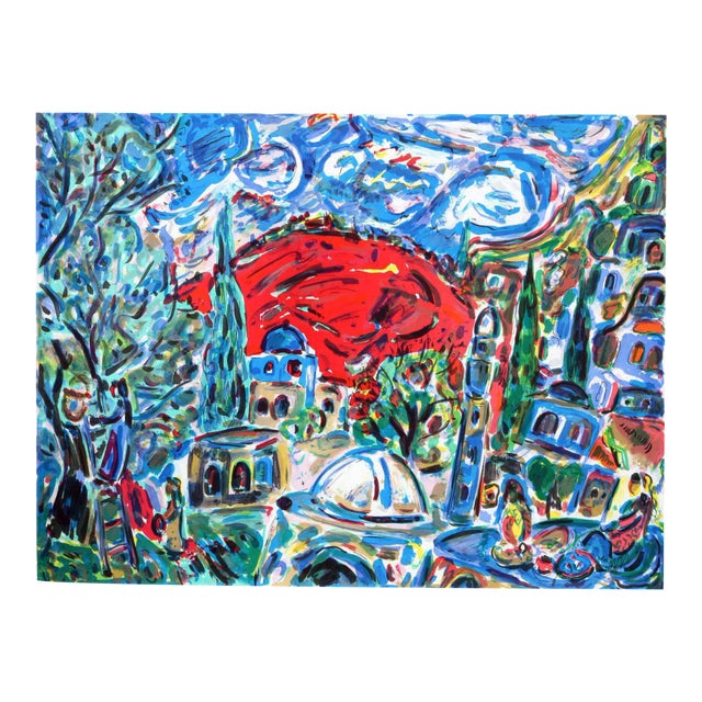 Amos Yaskil Village in the Valley Lithograph For Sale