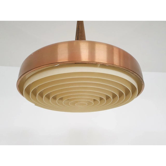 Sandinavian Modern Copper and Wood Pendant Light, 1960s For Sale - Image 6 of 10