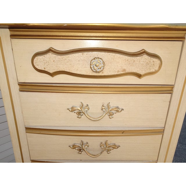 Dresser Vintage French Provincial Tallboy Dresser Lingerie Chest Brass Hardware #1 For Sale - Image 9 of 15