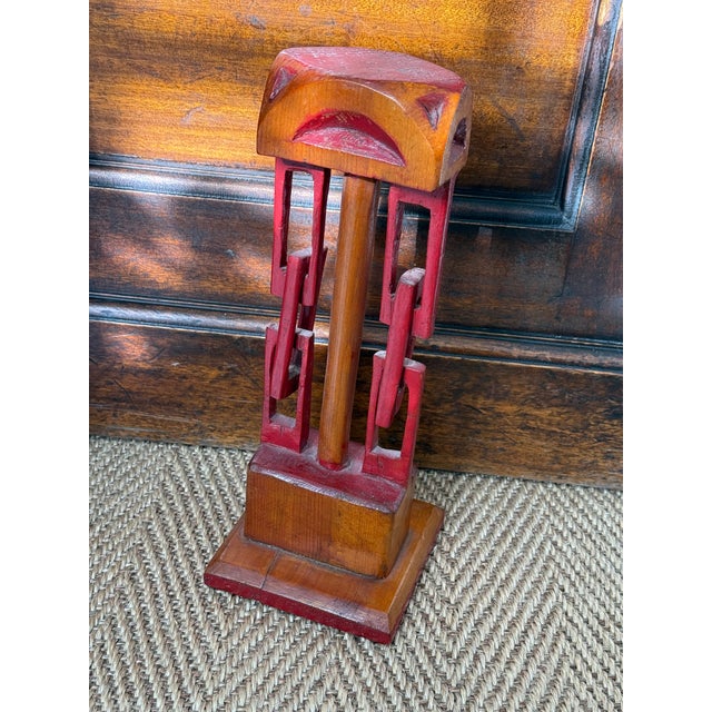Red American Folk Art Red Painted Wood Chain Link Whimsy For Sale - Image 8 of 15