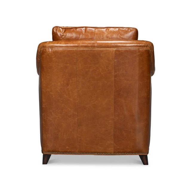 Not Yet Made - Made To Order Light Brown Leather Accent Chair For Sale - Image 5 of 10