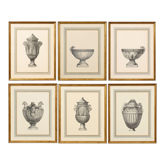 Set of Six Neoclassical Style Etchings After Carlo Antonini. Italy, 20th Century For Sale