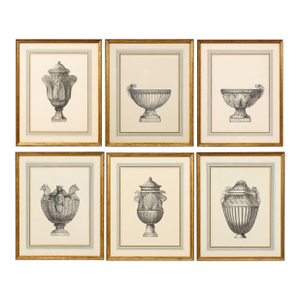 Set of Six Neoclassical Style Etchings After Carlo Antonini. Italy, 20th Century