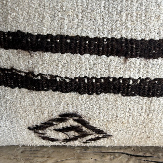 Mid-Century Modern Vintage Turkish Hemp Rug Pillow With Down Insert 24" X 24" For Sale - Image 3 of 8