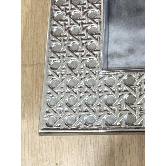 Modern Beatriz Ball Faux Cane Pewter Picture Frame For Sale - Image 3 of 9