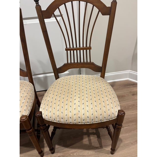 French Country Ethan Allen Chairs Vintage - Wheat Back 4 For Sale - Image 3 of 7
