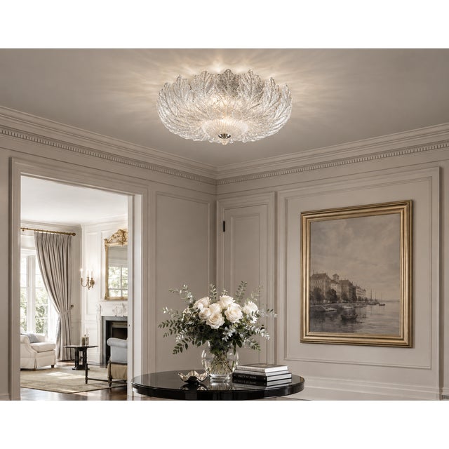 Italian 21st Century Italian Anna Murano Clear Graniglia Glass Flush Mount by Fabio LTD For Sale - Image 3 of 3