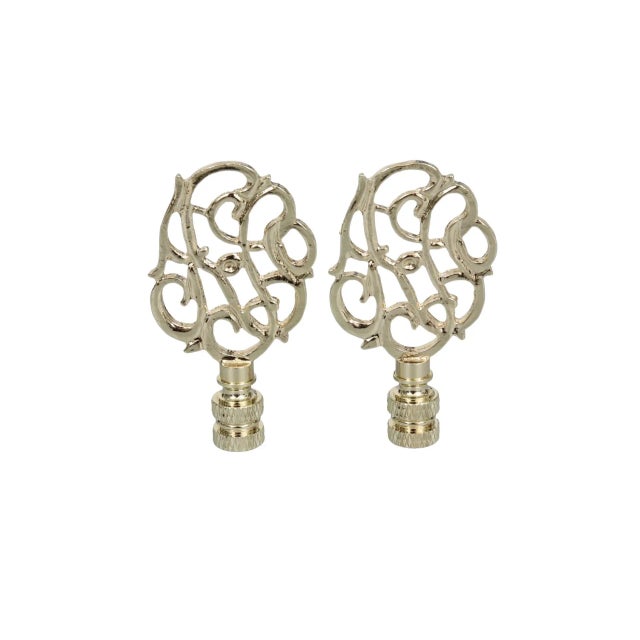 A pair of Art Nouveau style scrolled vine brass lamp finials. Fits a standard size lamp harp. Dimensions per finial. We...