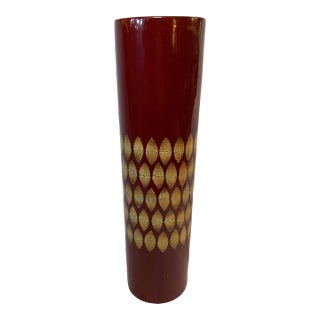 Maitland Smith Tall Red and Egg Shell Vase For Sale