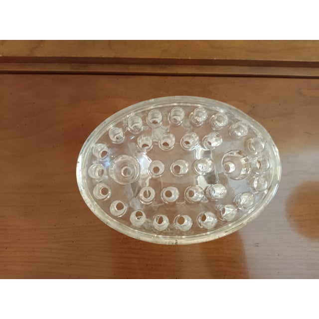 Vintage Martinsville Viking #1048 Scroll Form Flowerlite Oval Clear "Flanders" Flower Frog. Absolutely gorgeous clear...