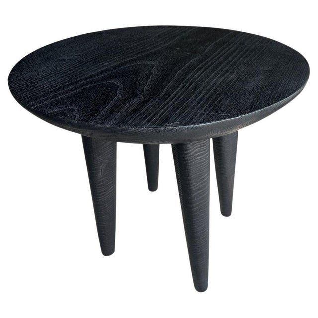 Andrianna Shamaris Minimalist Charred Round Side Table For Sale - Image 15 of 18