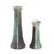 Turquoise and crackle' effect are the main colors of these candle holders but the black and burnt effect is present on...