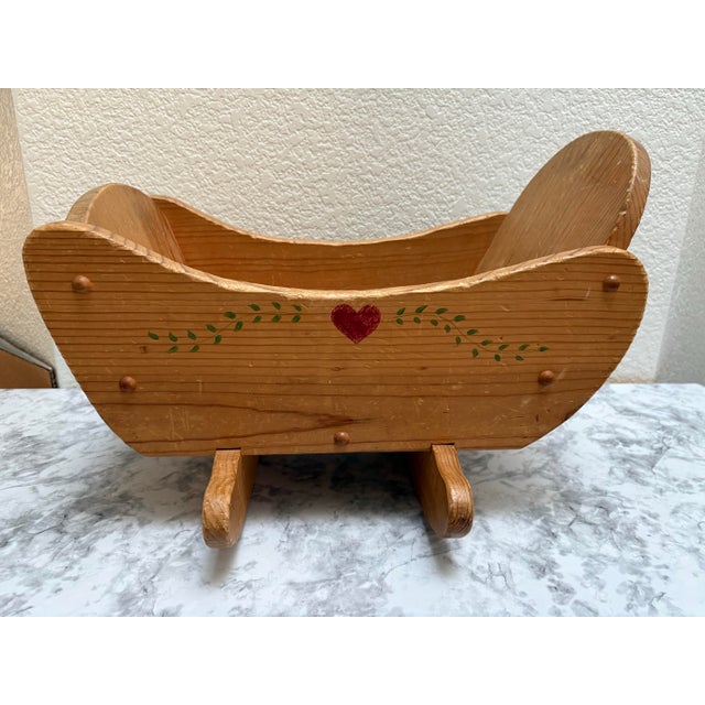 Vintage Handcrafted Wooden Decor Cradle Vessel For Sale - Image 10 of 11