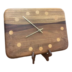 Vintage Mid Century Modern Handmade Wooden Clock