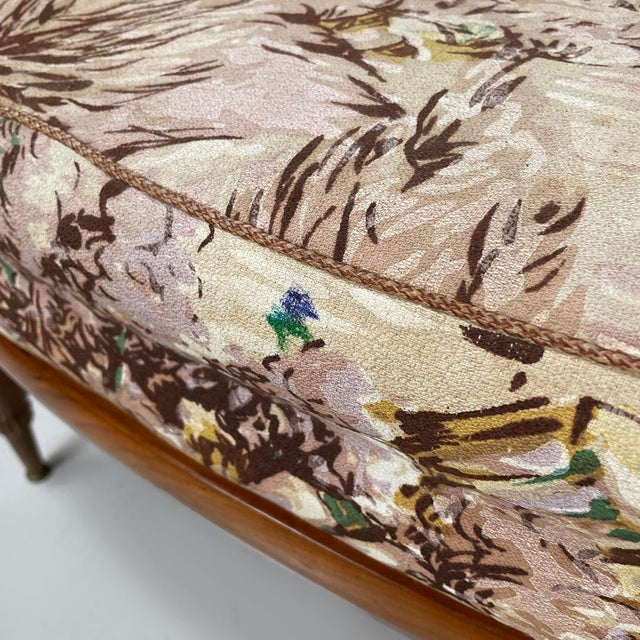 Set of Mid-Century Modern Italian Wooden Armchairs with Brown Decorated Fabric, 1960s For Sale - Image 11 of 18