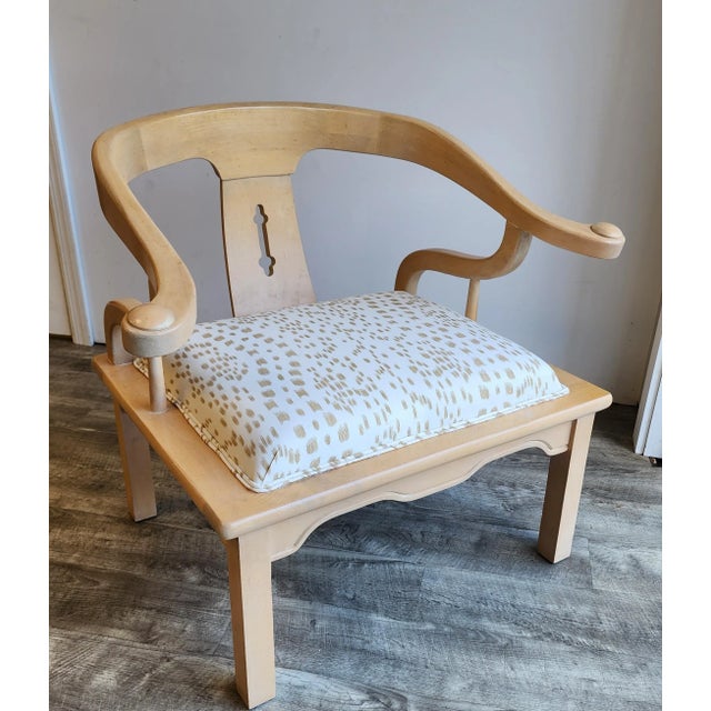 Mid 20th Century James Mont Style Chair Newly Upholstered in Brunschwig and Fils Les Touches Fabric For Sale In New York - Image 6 of 12