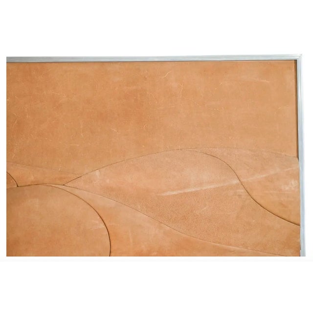 Frank Stella Huge Modernist Tan Suede 3 Dimensional Upholstered Painting, Signed Steven D. Corning, 1970s For Sale - Image 4 of 15