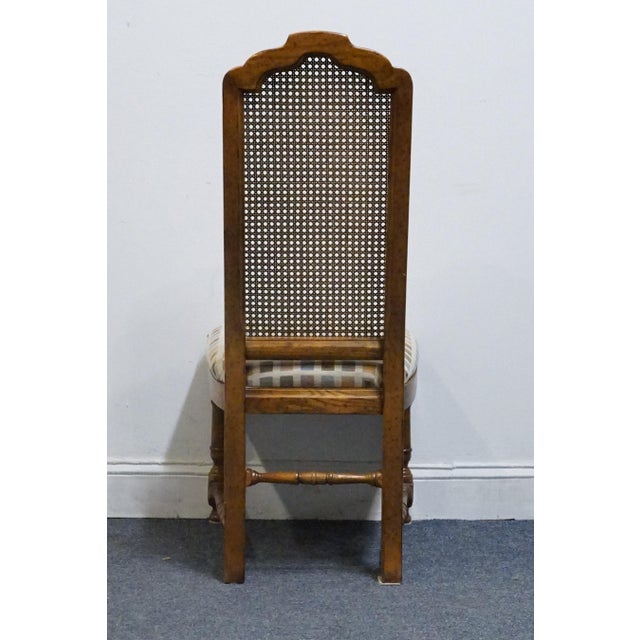 Late 20th Century Drexel Furniture Bishopsgate Collection Solid Walnut English Tudor Style Cane Back Dining Side Chair For Sale - Image 5 of 7