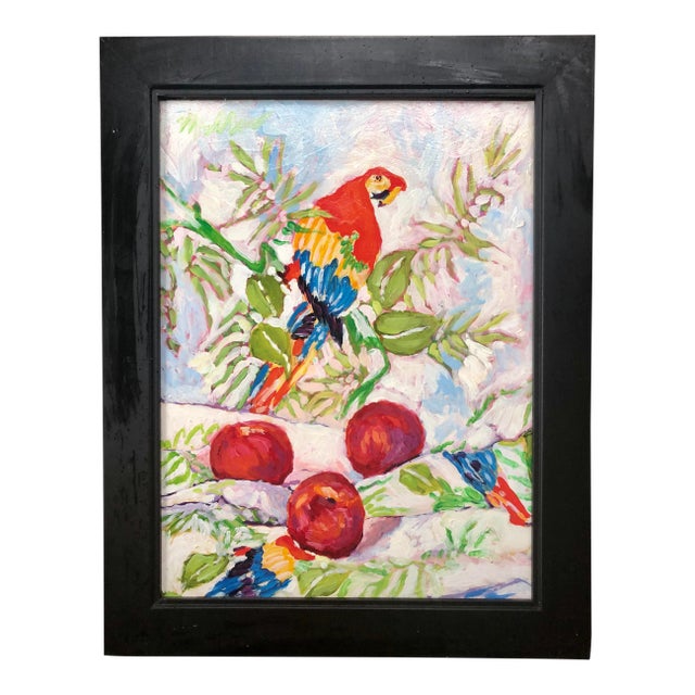 Parrot and Fruit Still Life Oil Painting For Sale