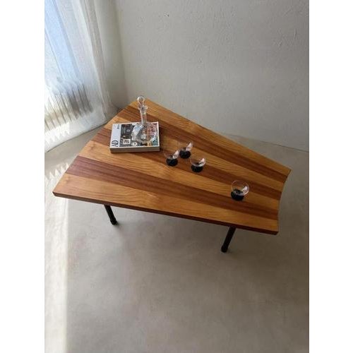 Wood Fan-Shaped Coffee Table with Inlaid Wood, 1950s For Sale - Image 7 of 17
