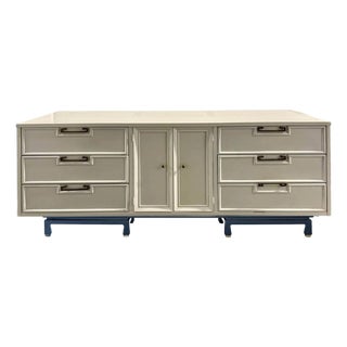 1960s Asian Influenced Ivory American of Martinsville Mid-Century Modern Dresser in Hollywood Regency Style For Sale