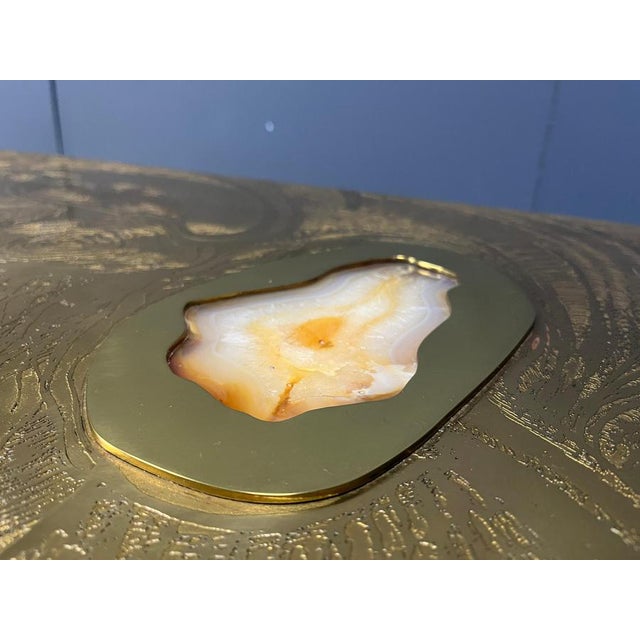 Etched Brass and Agate Coffee Table from Felix De Boussy, Belgium, 1980s For Sale - Image 9 of 15