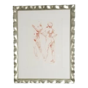 Keith Wicks Pair of Nudes Painting Fantastic Mid Century Hand Silvered Frames Listed Art