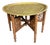 Antique Anglo-Indian Benares Brass Tray Table with Hand-Carved Folding Wooden Base, 1910 For Sale