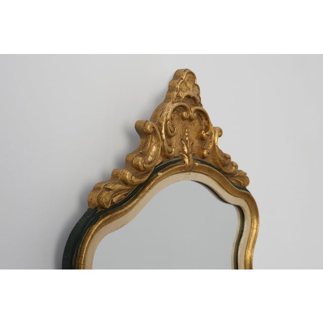 Louis XV Small Green and Cream Gilt Mirror, Italy, 1950s For Sale - Image 10 of 11