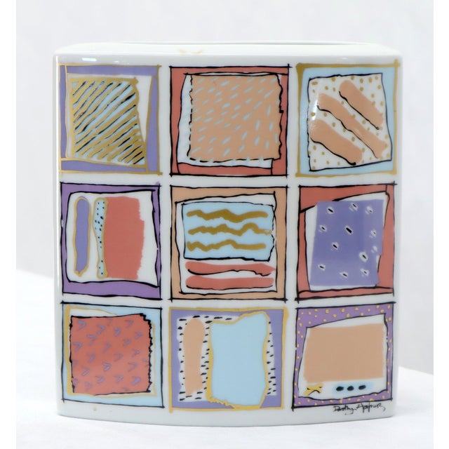 Ceramic 20th Century German White Porcelain Square Vase Painted Rosenthal Studio-Linie For Sale - Image 7 of 11