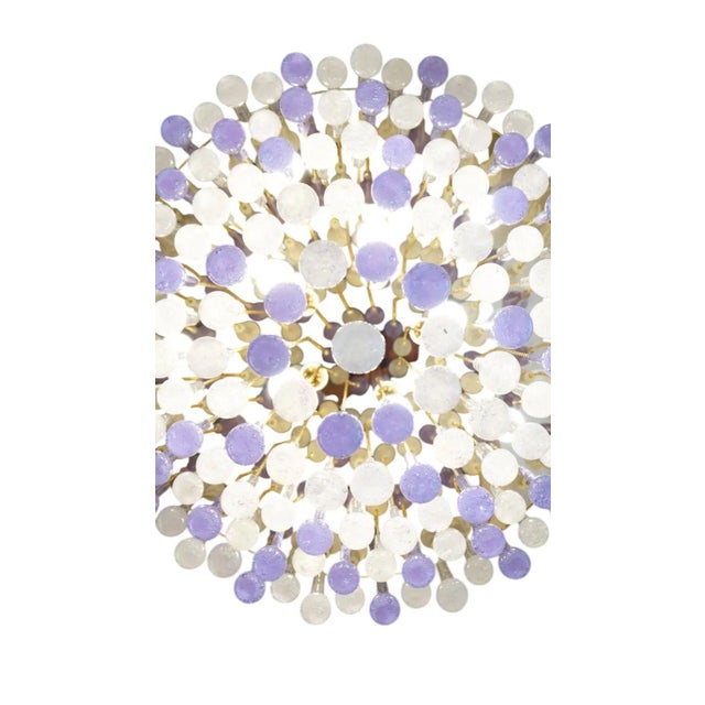 Pulegoso & Alexandrite Glass Drop Flush Mount Chandelier by Franco Luce, 1980. For Sale In Los Angeles - Image 6 of 6