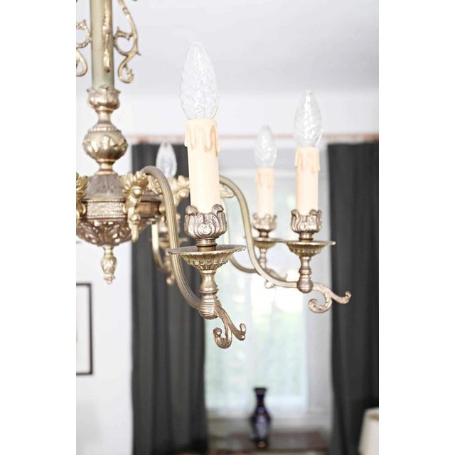 Brass 8-Arm Chandelier with Floral Decoration For Sale - Image 6 of 6