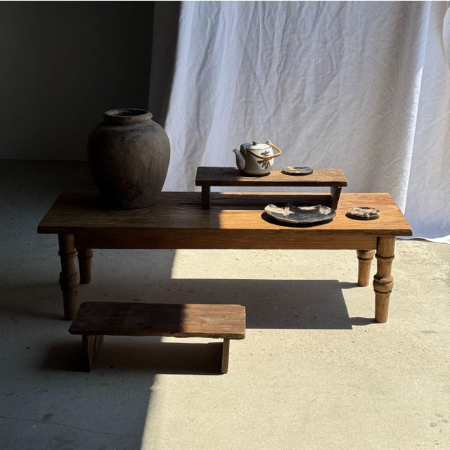 Small Low Bench in Antique Indonesian Teak, 1980s For Sale - Image 4 of 18