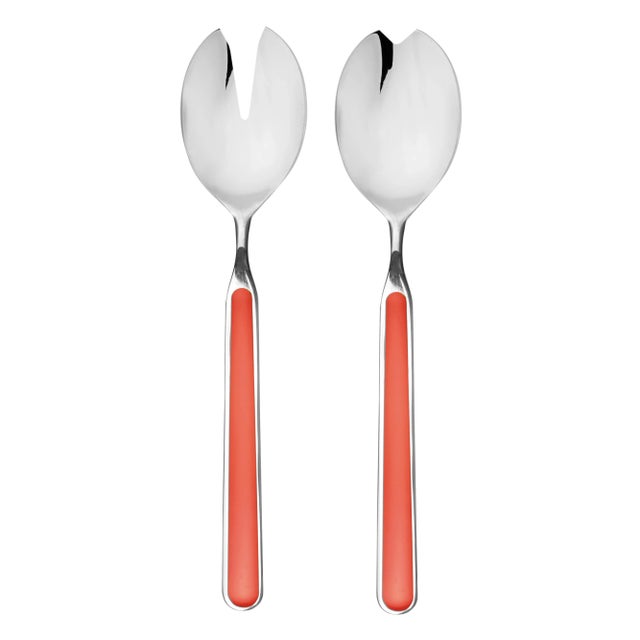 Contemporary Mepra Fantasia 2-Piece Salad Servers Set, New Coral For Sale - Image 3 of 3