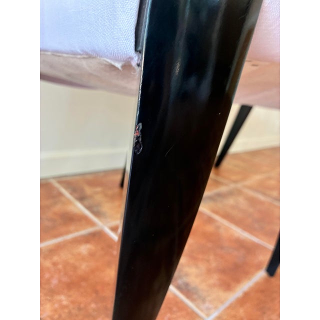 Contemporary Ebony and White Linen Dining Chairs For Sale In Miami - Image 6 of 11