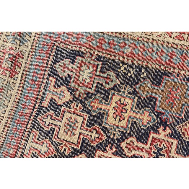 Late 19th Century Late 19th Century Kazak Runner With Geometric Design in Tribal Crosses For Sale - Image 12 of 12