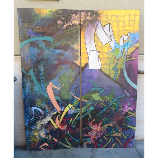 "The Loss of Fauna" Contemporary Abstract Diptych Painting - a Pair For Sale - Image 10 of 10