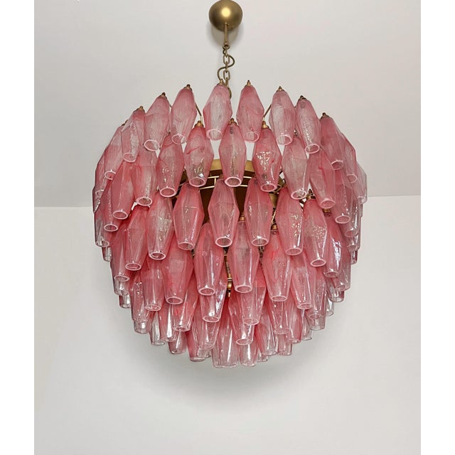 1990s Pink Alabaster Murano Glass Poliedri Chandelier, 1990s For Sale - Image 5 of 18