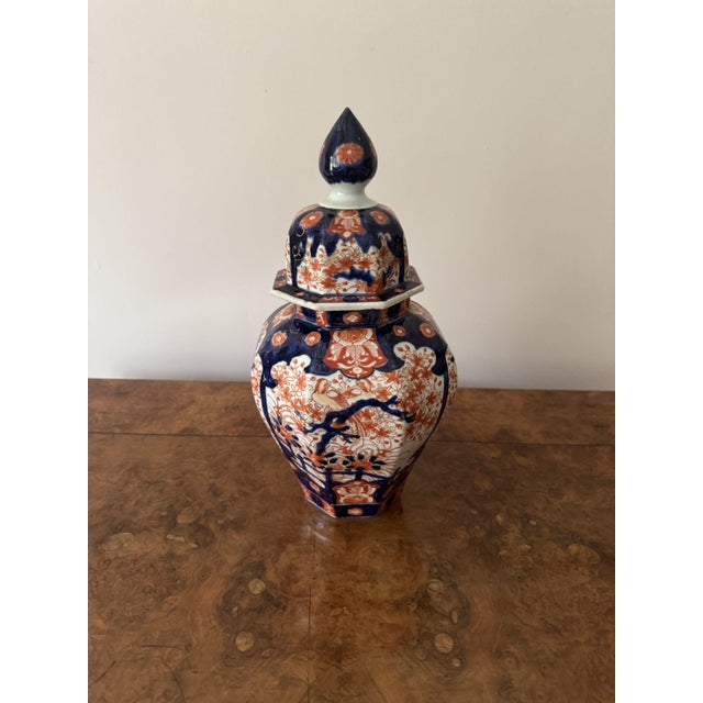 Blue Large Antique Japanese Imari Lidded Vases, 1900, Set of 2 For Sale - Image 8 of 10