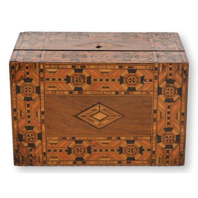 Antique English Tunbridge Ware Inlaid Sewing Box For Sale - Image 4 of 8
