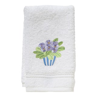 Pot of Pansies Terry Guest Towel, Embroidered For Sale