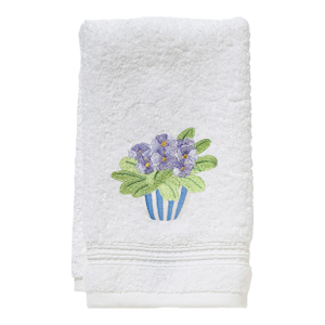 Pot of Pansies Terry Guest Towel, Embroidered