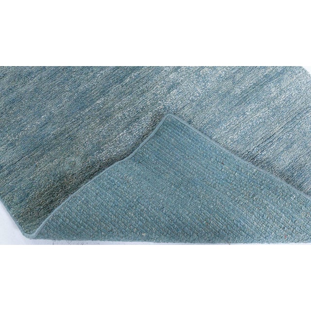 Blue Modern Hand-Knotted Wool Runner in Cool Tones by Doris Leslie Blau For Sale - Image 8 of 8