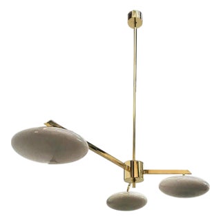 Trio Pendant Polished Brass Glossy Gray Shade Flush Mount by Fabio LTD For Sale
