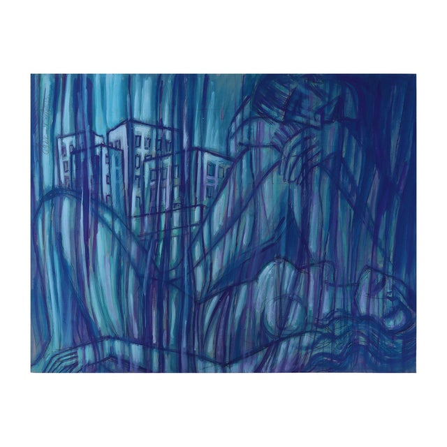 Emil Betzler, Couple in Blue, German Expressionist Painting For Sale