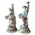 A charming and highly decorative matched pair of antique Sitzendorf porcelain figural candlesticks, dating to the late...